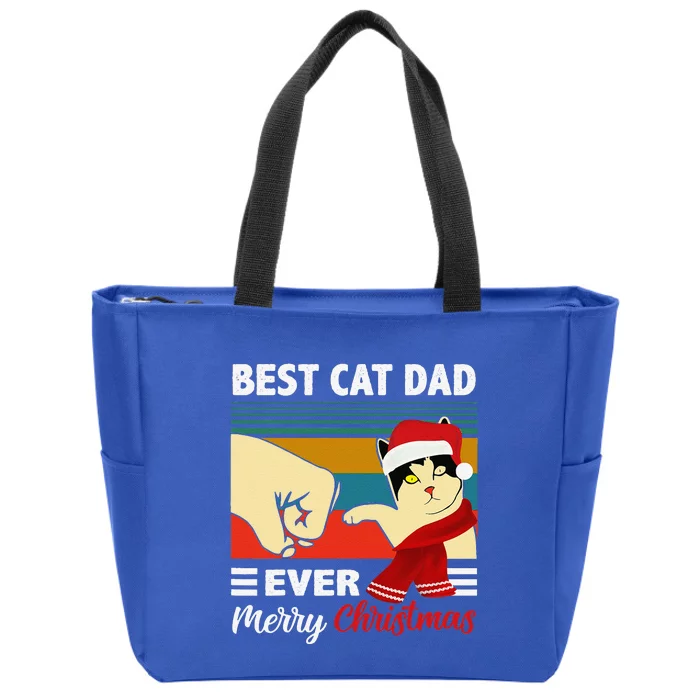 Best Cat Dad Funny Ever Vintage Cats Lover Christmas Zip Tote Bag