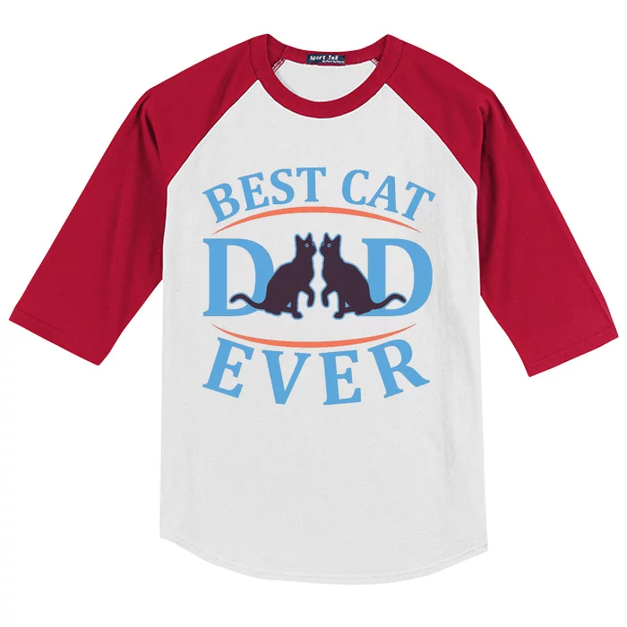 Best Cat Dad Ever Kids Colorblock Raglan Jersey