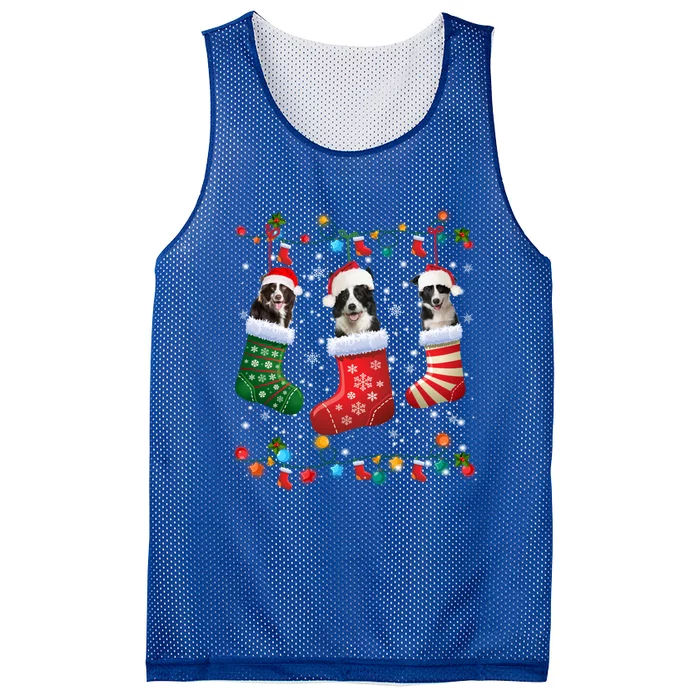 Border Collie Dog In Christmas Sock Santa Hat Xmas Dog Lover Gift Mesh Reversible Basketball Jersey Tank