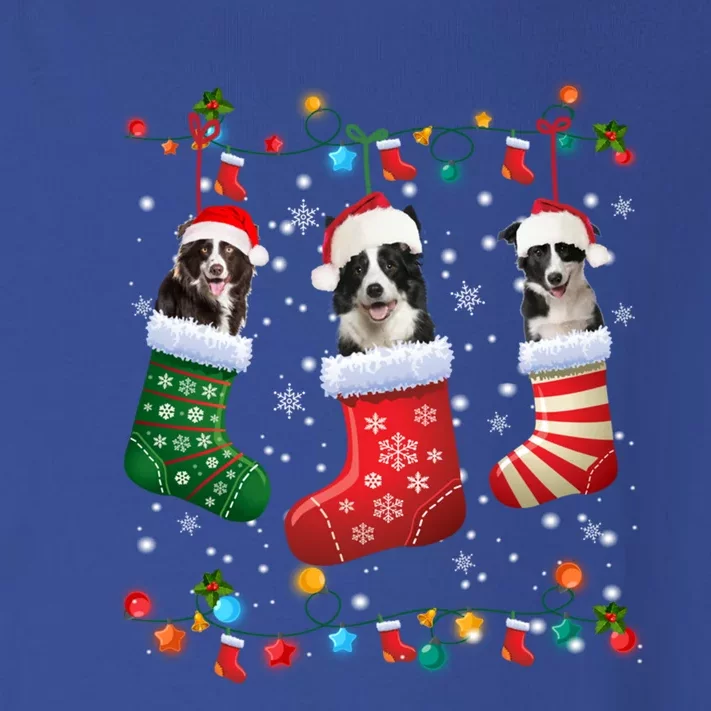 Border Collie Dog In Christmas Sock Santa Hat Xmas Dog Lover Gift Toddler Long Sleeve Shirt