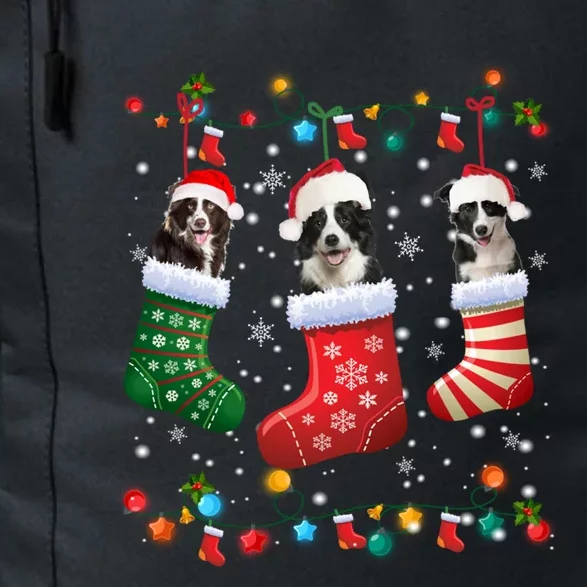 Border Collie Dog In Christmas Sock Santa Hat Xmas Dog Lover Gift Daily Commute Backpack