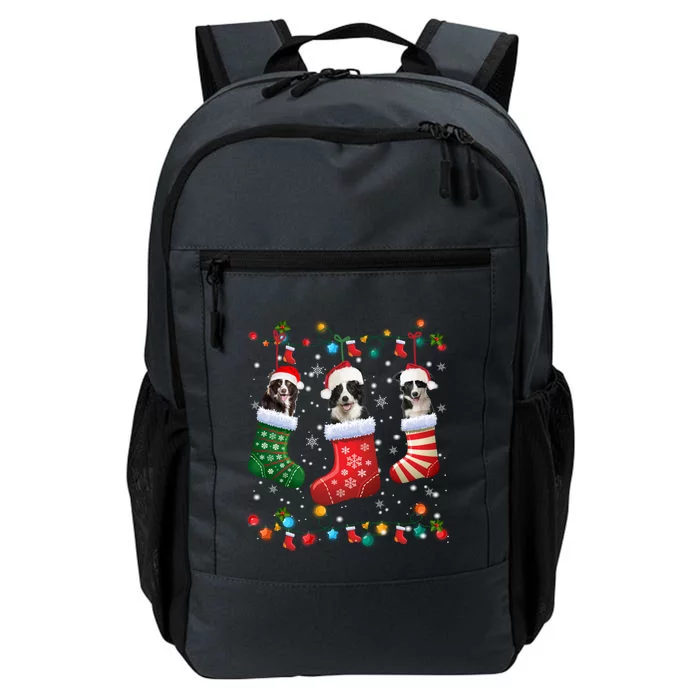 Border Collie Dog In Christmas Sock Santa Hat Xmas Dog Lover Gift Daily Commute Backpack