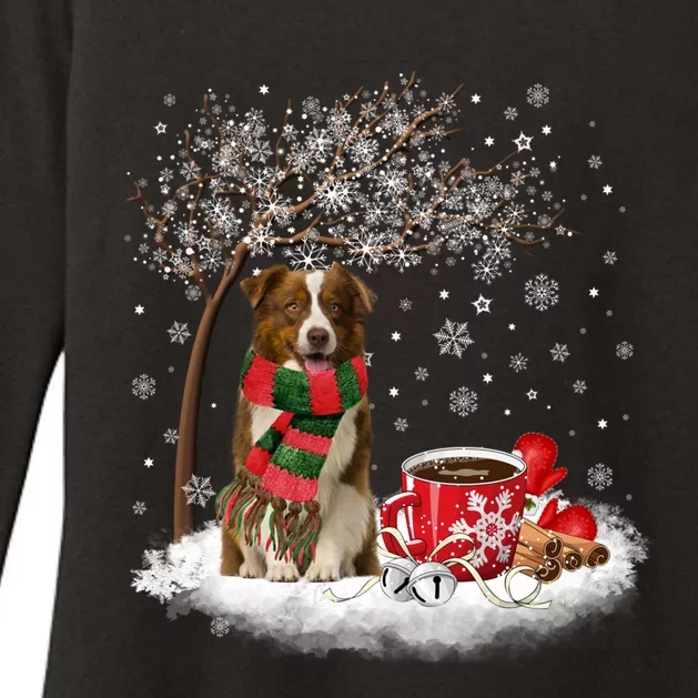 Border Collie Dog In The Snow Christmas Winter Xmas Tree Great Gift Womens CVC Long Sleeve Shirt