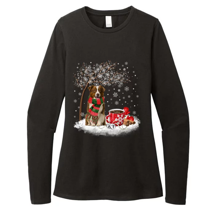 Border Collie Dog In The Snow Christmas Winter Xmas Tree Great Gift Womens CVC Long Sleeve Shirt