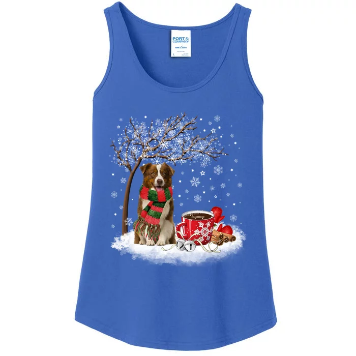 Border Collie Dog In The Snow Christmas Winter Xmas Tree Great Gift Ladies Essential Tank