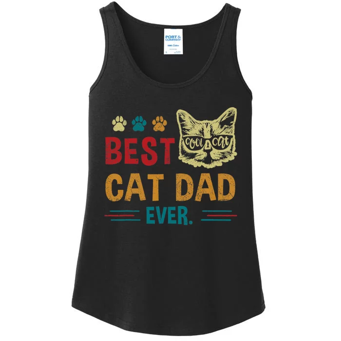 Best Cat Dad Ever Vintage Retro Cat Dad Father Day Ladies Essential Tank