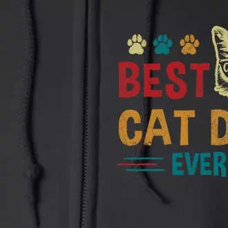 Best Cat Dad Ever Vintage Retro Cat Dad Father Day Full Zip Hoodie