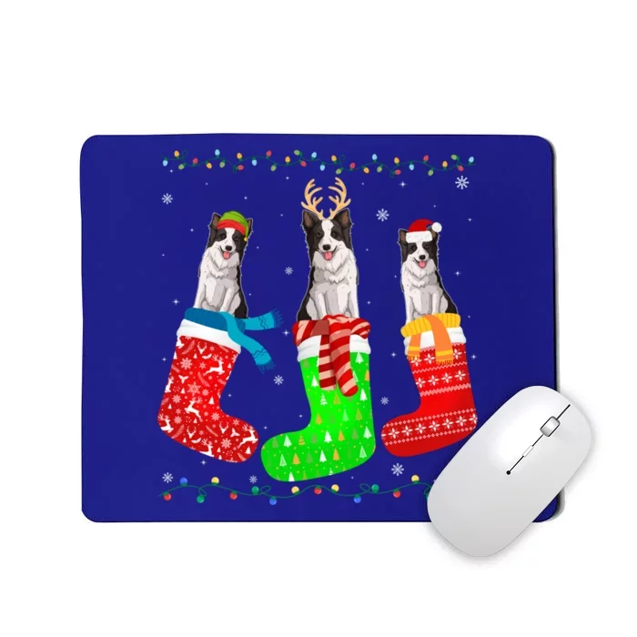 Border Collie Dog In Xmas Socks Funny Ugly Sweater Christmas Gift Mousepad