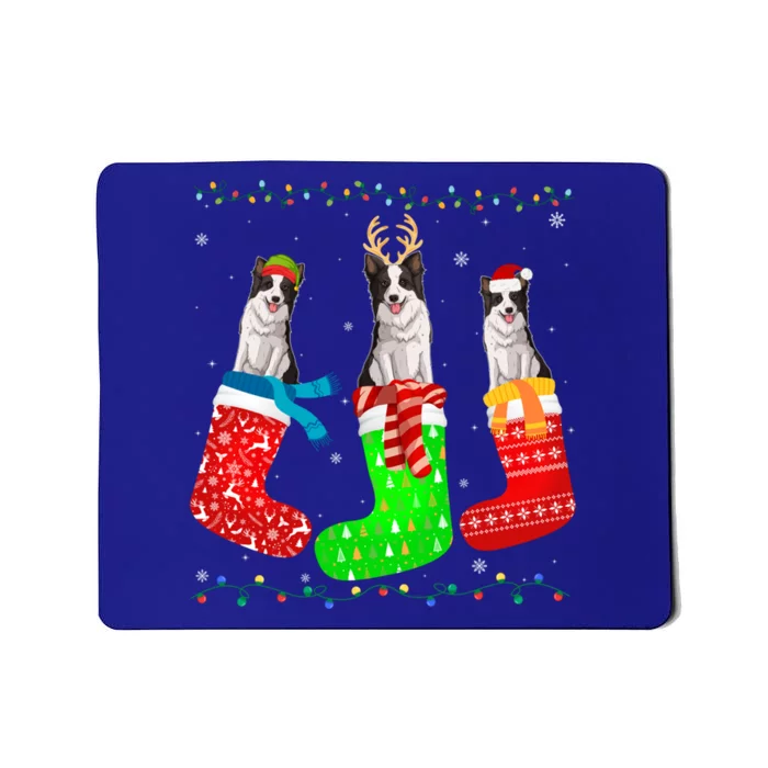 Border Collie Dog In Xmas Socks Funny Ugly Sweater Christmas Gift Mousepad