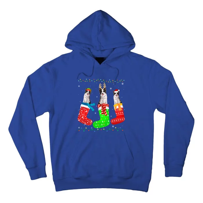 Border Collie Dog In Xmas Socks Funny Ugly Sweater Christmas Gift Tall Hoodie