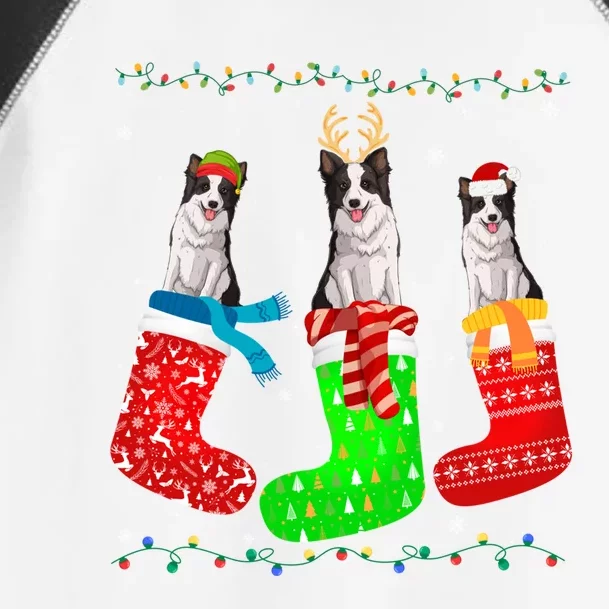 Border Collie Dog In Xmas Socks Funny Ugly Sweater Christmas Gift Toddler Fine Jersey T-Shirt