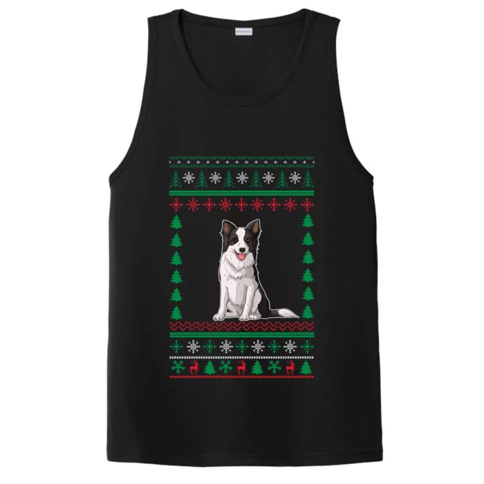 Border Collie Dog Lover Boys Girls Xmas Ugly Sweater Party Gift Performance Tank