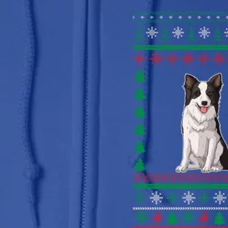 Border Collie Dog Lover Boys Girls Xmas Ugly Sweater Party Gift Full Zip Hoodie