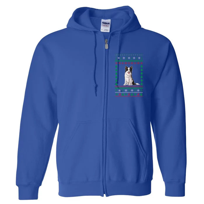 Border Collie Dog Lover Boys Girls Xmas Ugly Sweater Party Gift Full Zip Hoodie