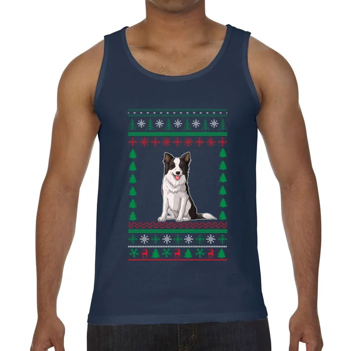 Border Collie Dog Lover Boys Girls Xmas Ugly Sweater Party Gift Comfort Colors® Tank Top