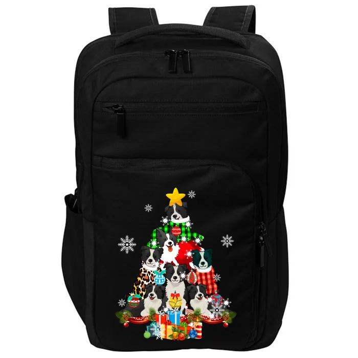 Border Collie Dog Lover Owner Christmas Tree Xmas Holiday Gift Impact Tech Backpack