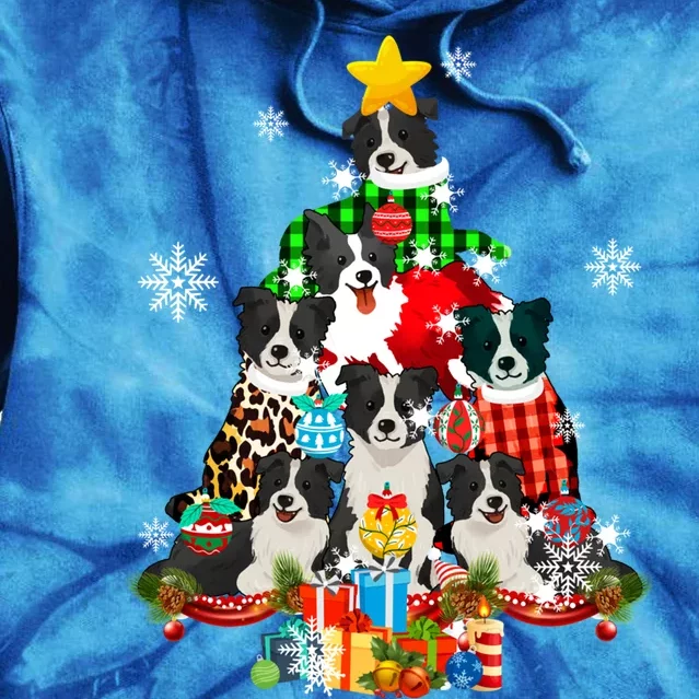 Border Collie Dog Lover Owner Christmas Tree Xmas Holiday Gift Tie Dye Hoodie