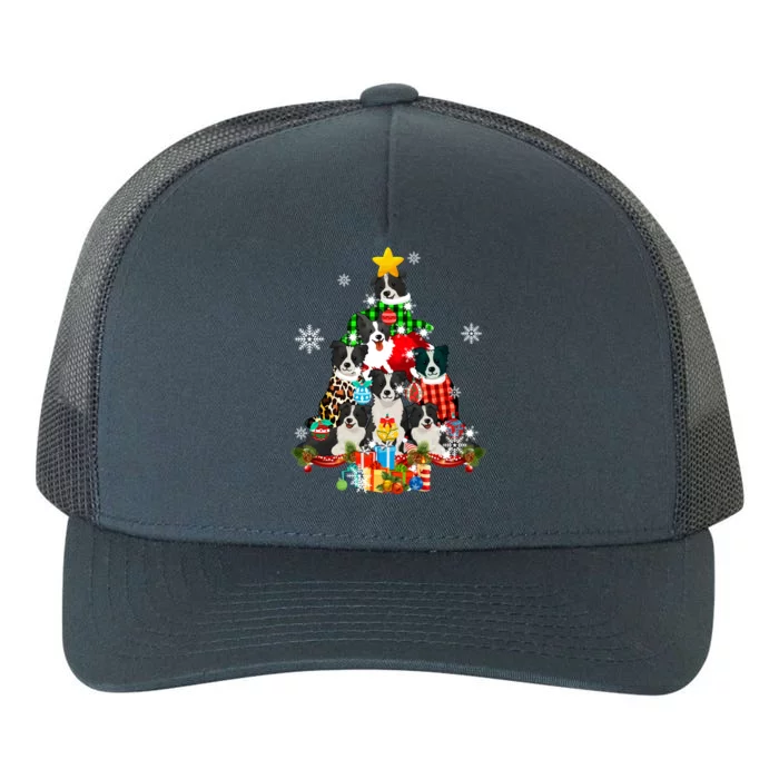 Border Collie Dog Lover Owner Christmas Tree Xmas Holiday Gift Yupoong Adult 5-Panel Trucker Hat