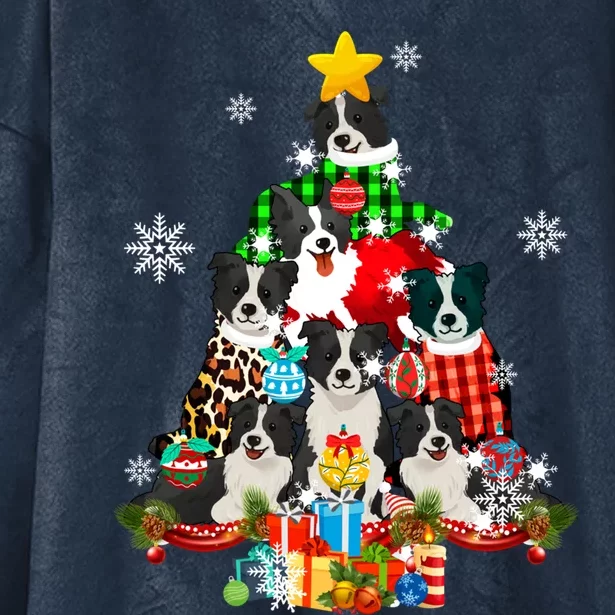 Border Collie Dog Lover Owner Christmas Tree Xmas Holiday Gift Hooded Wearable Blanket