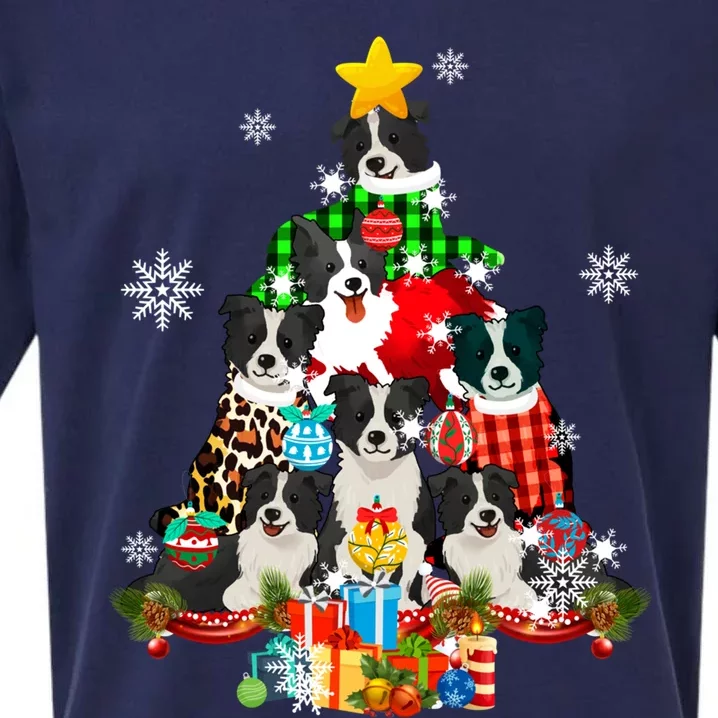 Border Collie Dog Lover Owner Christmas Tree Xmas Holiday Gift Sueded Cloud Jersey T-Shirt