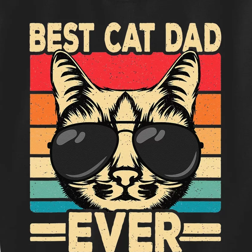 Best Cat Dad Ever Funny Cat Lover Retro Cat Kids Sweatshirt