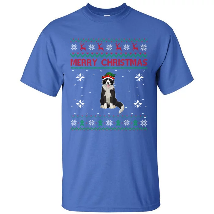 Border Collie Dog Lover Girls Boys Ugly Xmas Sweater Gift Tall T-Shirt