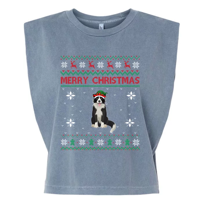 Border Collie Dog Lover Girls Boys Ugly Xmas Sweater Gift Garment-Dyed Women's Muscle Tee