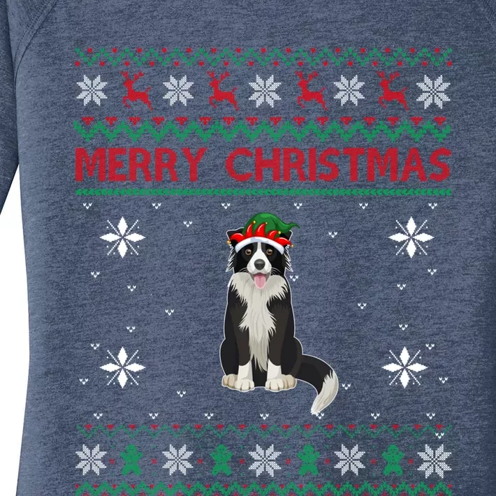 Border Collie Dog Lover Girls Boys Ugly Xmas Sweater Gift Women's Perfect Tri Tunic Long Sleeve Shirt