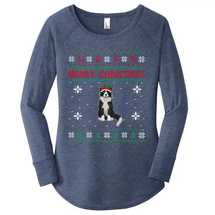 Border Collie Dog Lover Girls Boys Ugly Xmas Sweater Gift Women's Perfect Tri Tunic Long Sleeve Shirt