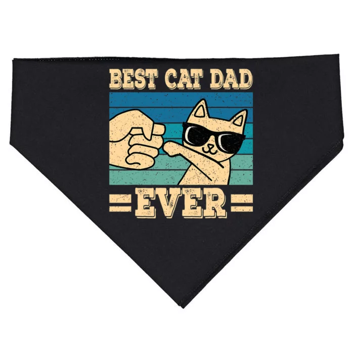 Best Cat Dad Ever Funny Cat Retro Men USA-Made Doggie Bandana