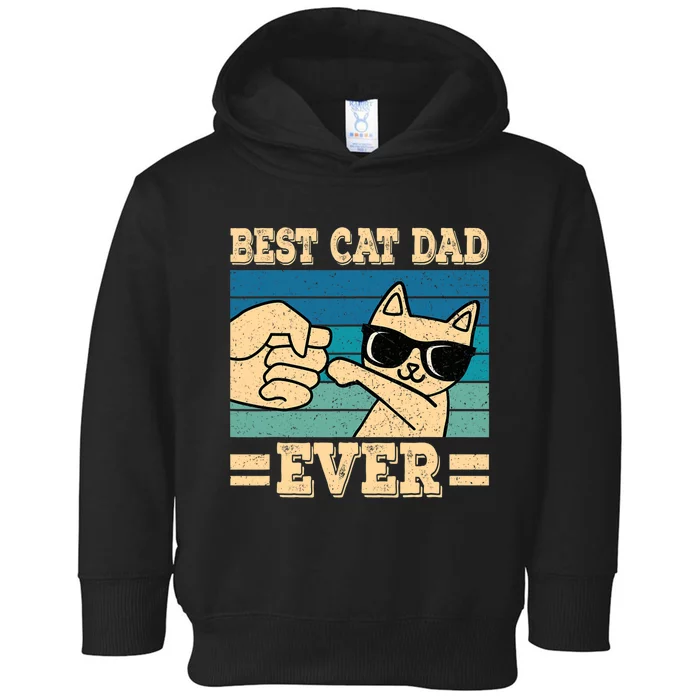 Best Cat Dad Ever Funny Cat Retro Men Toddler Hoodie