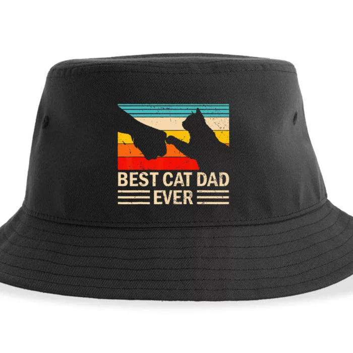 Best Cat Dad Ever Funny Vintage Cat Daddy Sustainable Bucket Hat