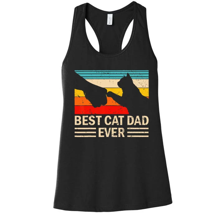 Best Cat Dad Ever Funny Vintage Cat Daddy Women's Racerback Tank