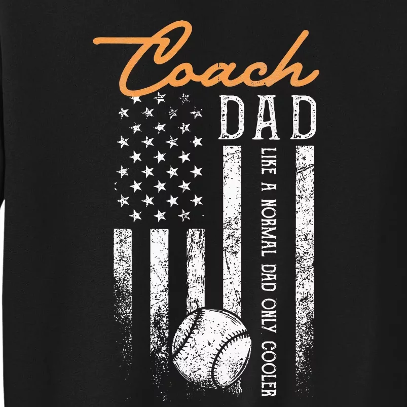 Baseball Coach Dad Like A Normal Dad Only Cooler USA Flag Tall Sweatshirt