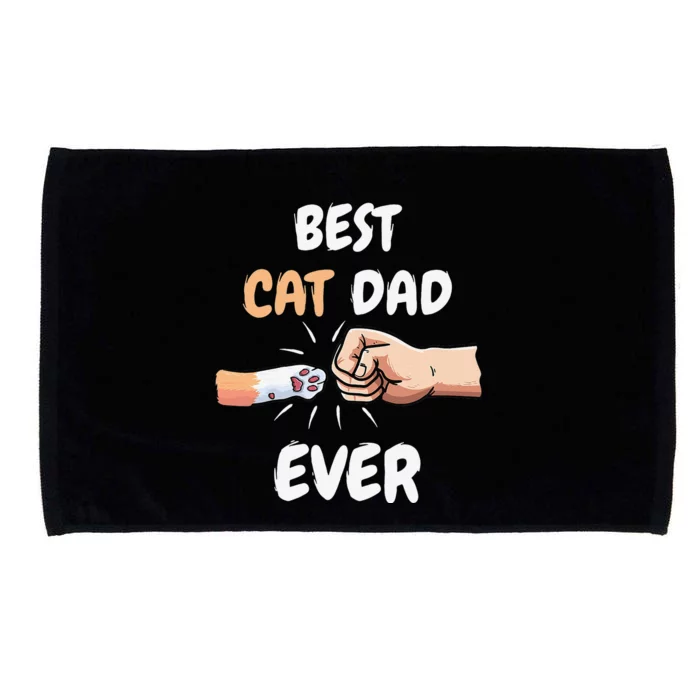 Best Cat Dad Ever Paw Fist Bump Cat Lover Microfiber Hand Towel