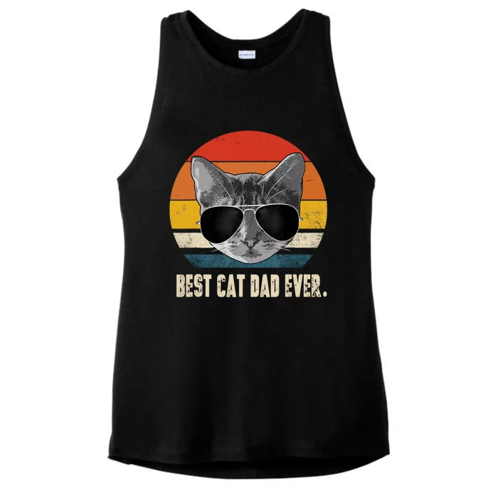 Best Cat Dad Ever Shirt Vintage Retro Cat Daddy Cat Father TShirt Ladies Tri-Blend Wicking Tank