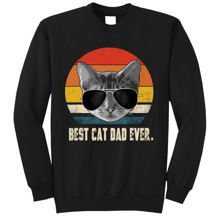 Best Cat Dad Ever Shirt Vintage Retro Cat Daddy Cat Father TShirt Tall Sweatshirt