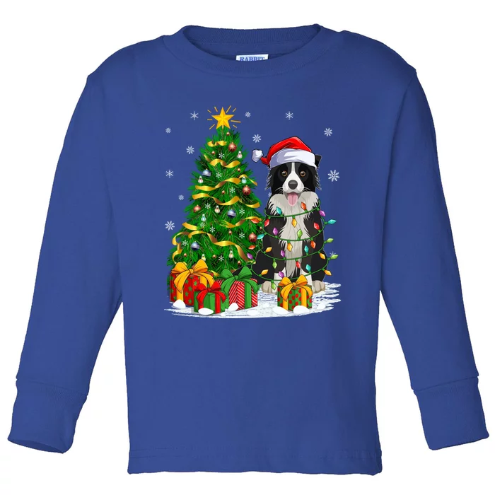 Border Collie Dog Lover Xmas Santa Border Collie Christmas Gift Toddler Long Sleeve Shirt