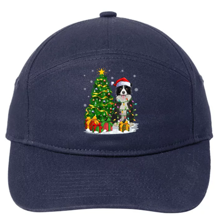 Border Collie Dog Lover Xmas Santa Border Collie Christmas Gift 7-Panel Snapback Hat