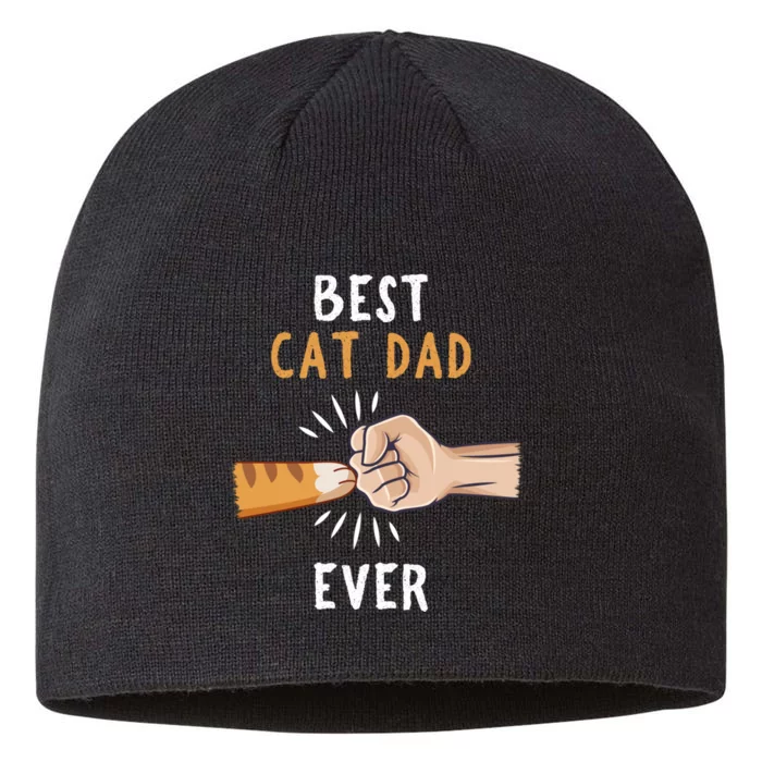 Best Cat Dad Ever Paw Fist Bump 8 1/2in Sustainable Knit Beanie