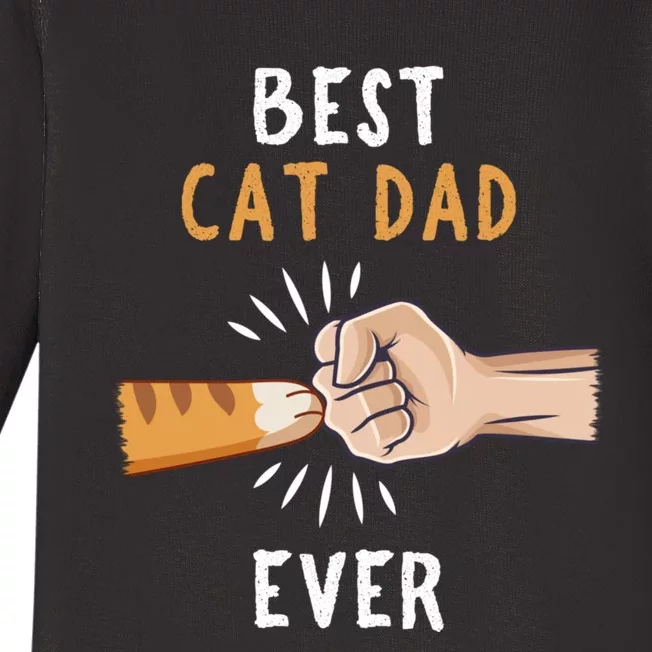 Best Cat Dad Ever Paw Fist Bump Baby Long Sleeve Bodysuit