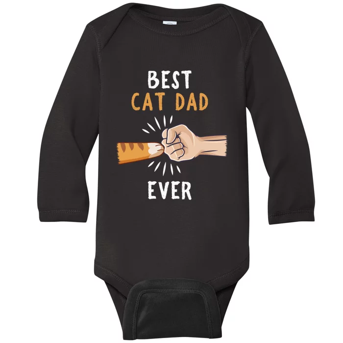 Best Cat Dad Ever Paw Fist Bump Baby Long Sleeve Bodysuit