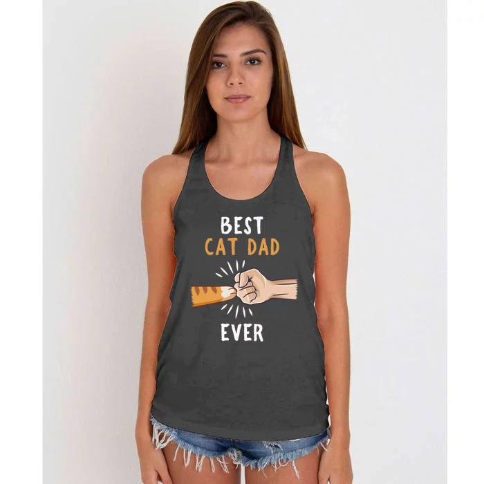 Best Cat Dad Ever Paw Fist Bump Women's Knotted Racerback Tank