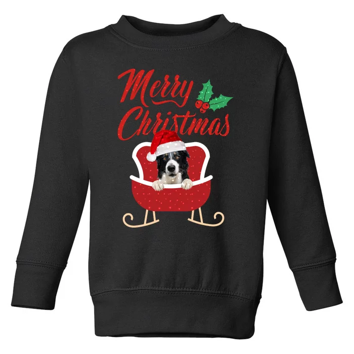 Border Collie Dog Merry Christmas Design For The Holiday Season! Toddler Sweatshirt