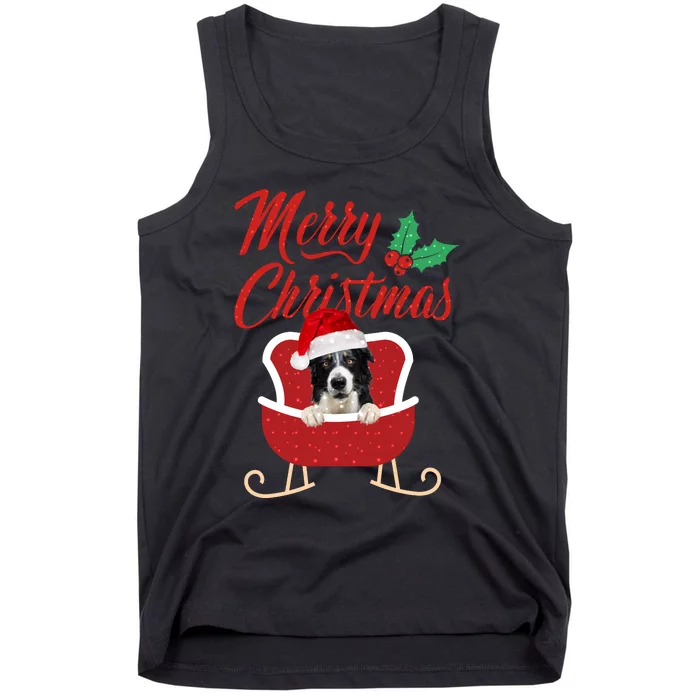 Border Collie Dog Merry Christmas Design For The Holiday Season! Tank Top