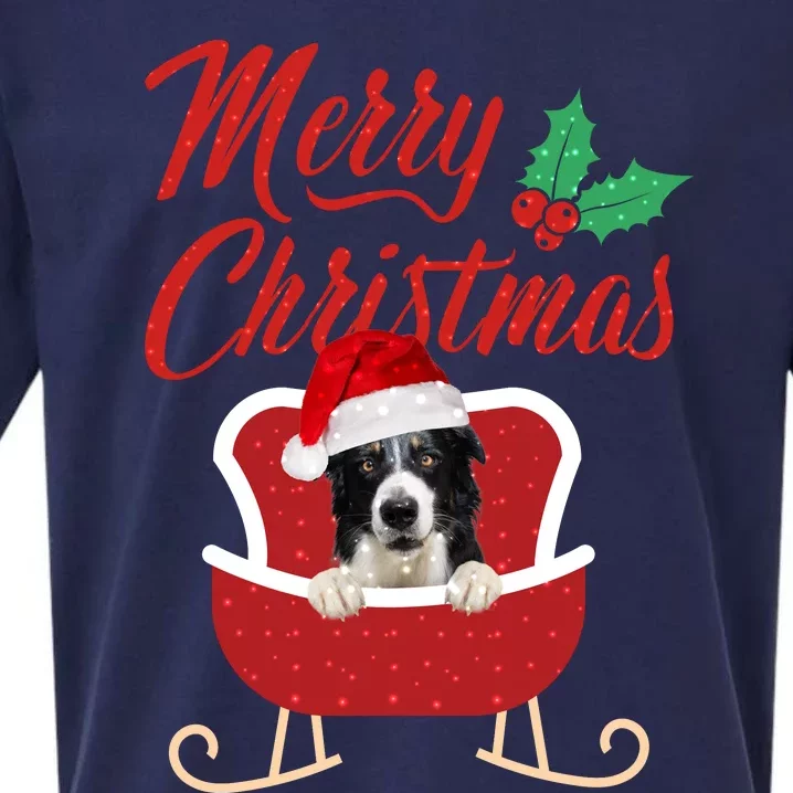 Border Collie Dog Merry Christmas Design For The Holiday Season! Sueded Cloud Jersey T-Shirt