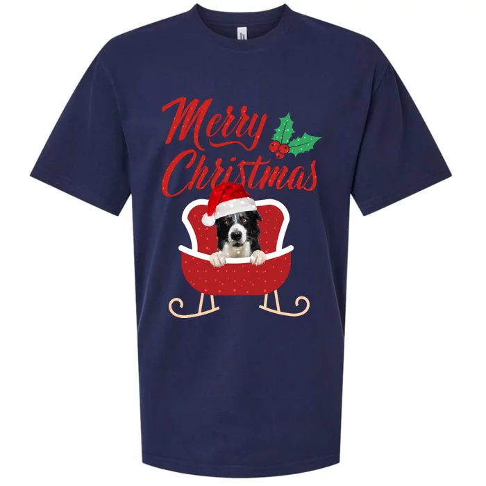 Border Collie Dog Merry Christmas Design For The Holiday Season! Sueded Cloud Jersey T-Shirt