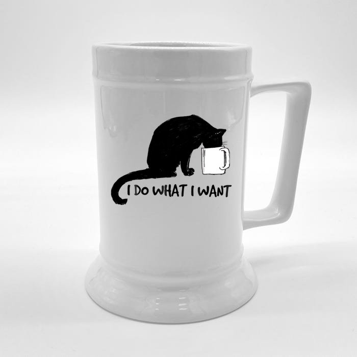 Black Cat Do What I Want Red Cup Funny My Cat Cute Gift Front & Back Beer Stein