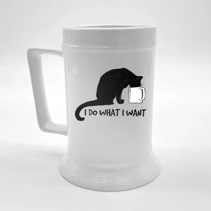 Black Cat Do What I Want Red Cup Funny My Cat Cute Gift Front & Back Beer Stein