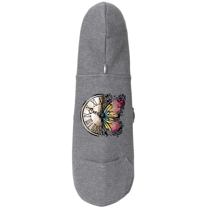 Butterfly Clock Design Doggie 3-End Fleece Hoodie